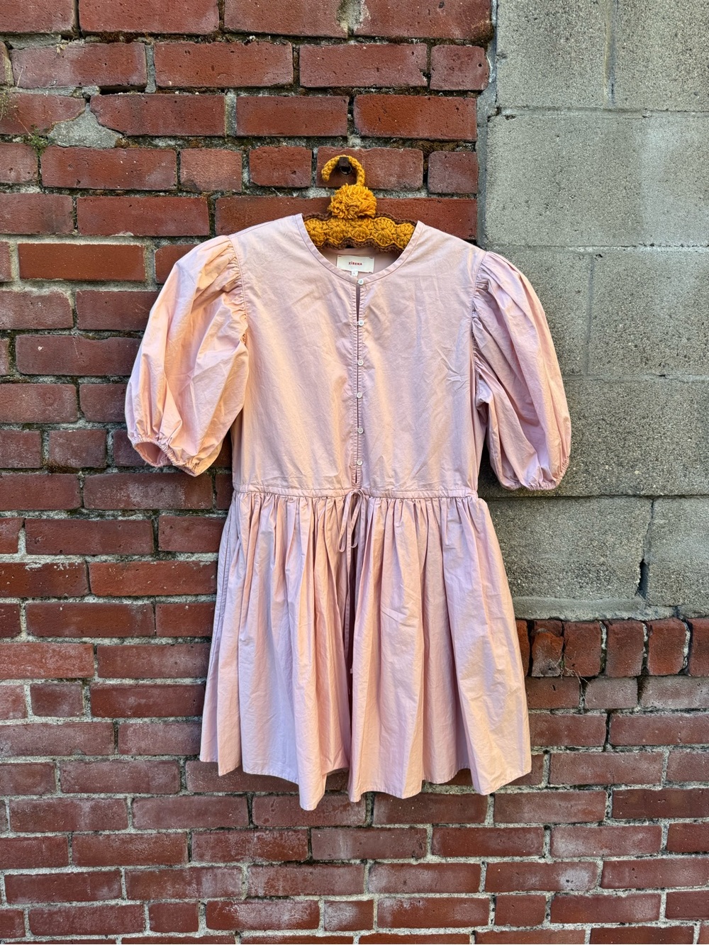 NWT Xirena Aurie Pink Puff Sleeve Cotton Mini Dress